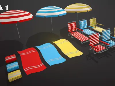 BEACH ASSETS Low-poly 3D model order
