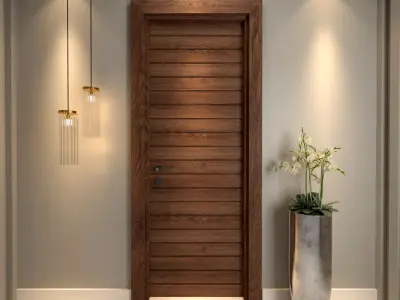 group of 7 wooden doors 3D model