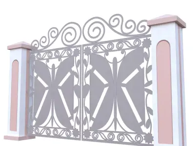 Classic Ornamental Iron Gate Low Poly PBR Architectural 3D Model Low-poly 3D model