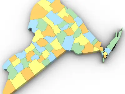 New York Political Map 3D model