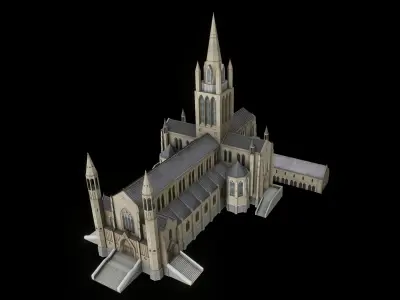 The 3D Church Building Low Poly Low-poly 3D model