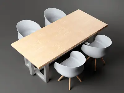 Low Poly Table and chair Free 3D model