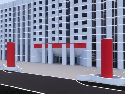 Hotel building in Revit 3D model
