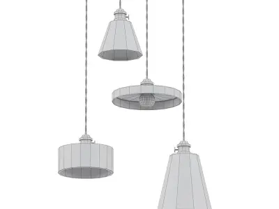 Nordic three pendant lights hanging from ceiling 3D model