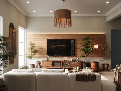 Cozy Boho-Living Room Natural Interior 3D Scene 3D model