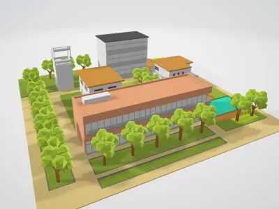 Andscaping around public building Free 3D model