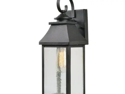 Keaton Sandy Black Seeded Glass Outdoor Wall Lantern 3D model