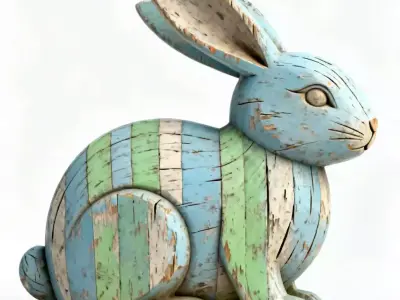 Realistic Artisan Easter And Spring Decor Collection 3D Model Pack