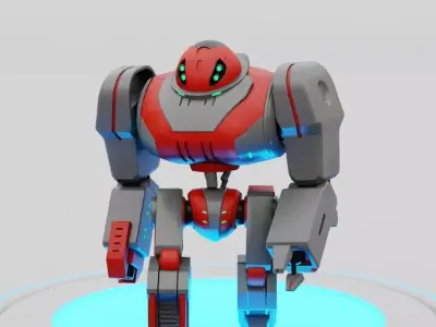 Gun robot rigged - animated character 3D model