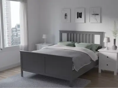 BEDROOM 1 dresser with plant and tv 3D model