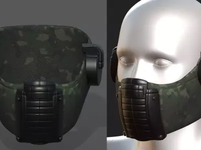 Gas mask respirator scifi futuristic 3d  Low-poly 3D model 10