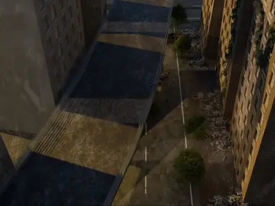 Abandoned city  Low-poly 3D model