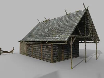 Lowpoly medieval houses 3D model