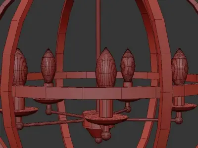 PASADENA light sphere chandelier in antique brass 3D model