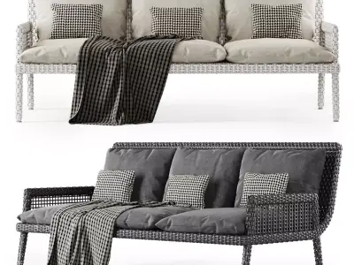 Rattan three-seater sofa DR53  3D model