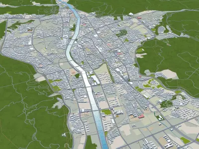 Zhangjiakou Hebei China 50km Low-poly 3D model