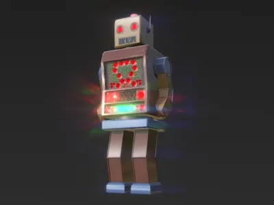 Mr Robot Low Poly PBR painted rigged Low-poly 3D model