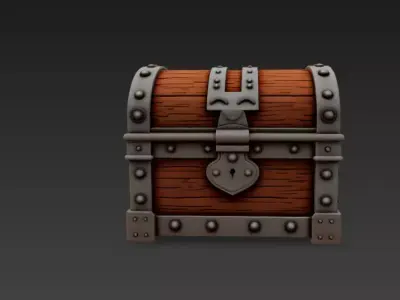 Game-Ready Wooden Treasure Chest2 Low-poly 3D model