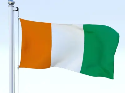 Animated Cote dIvoire Flag Low-poly 3D model
