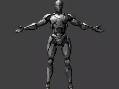 Sci-Fi Cyborg Robot Warrior Cinematic Android Character Low-poly 3D model