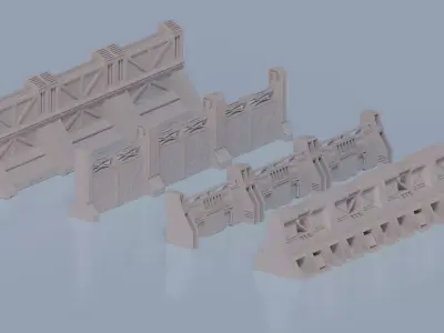 Sci-fi walls pack Low-poly 3D model