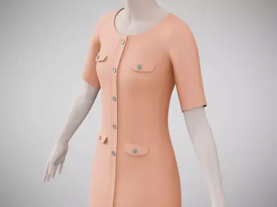Dress 37 Light Salmon Low-poly 3D model