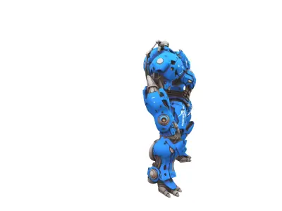 Futuristic Blue Combat Mech Robot 3D model