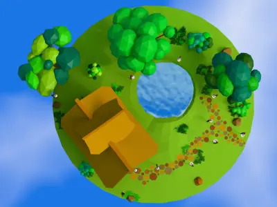 Floating Island Low-poly 3D model