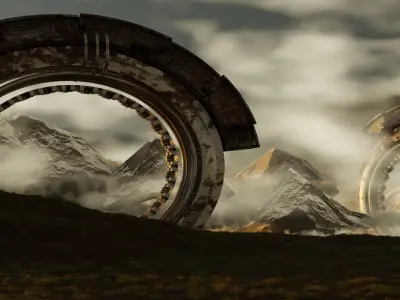 Realistic 3d scifi landscape model with environment  3D model