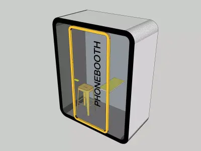 Phonebooth phone booth with door 3D model