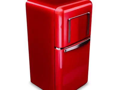 Retro Red Refrigerator 3D Model 3D model