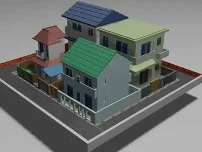 MODEL HOUSE COMBO Low-poly 3D model