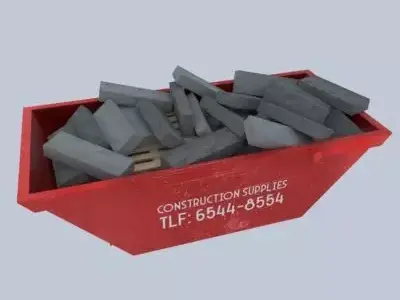 Industrial Container with concrete blocks 3D model
