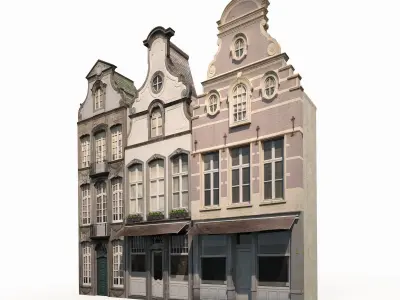 Buildings Facade 180 Low Poly Low-poly 3D model