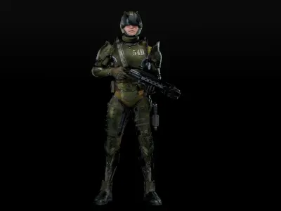 Stormtrooper man in space suit Low-poly 3D model