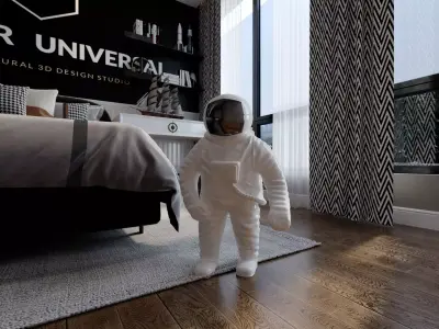 Astronaut With Scene 3d Model Low-poly 3D model