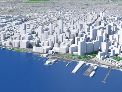 San Francisco City And Surroundings Low Poly 3d model Map Low-poly 3D model