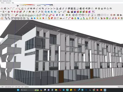 Contemporary office building facade 3D model