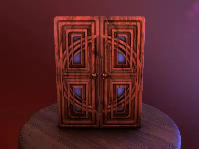Library wooden door  Low-poly 3D model