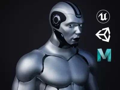 Male Robot R70 Pack Low-poly 3D model