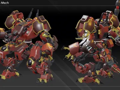 Red Dragon Mech 3D model