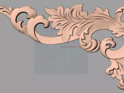 Furniture decorative corner flower 3D STL model for CNC E867 3D model