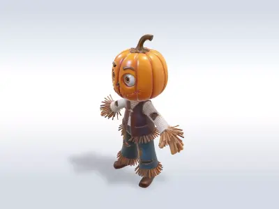 Adorable Scarecrow Halloween Character 3D model