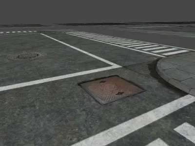 Big city streetsegments Low-poly 3D model