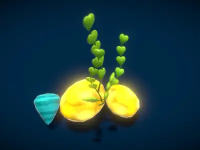 Cartoon Seaweed 4 Low-poly 3D model