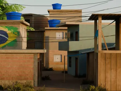 Favela Modular Pack Low-poly 3D model