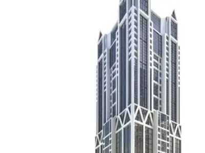 Skyscraper With External White Frame 3D model