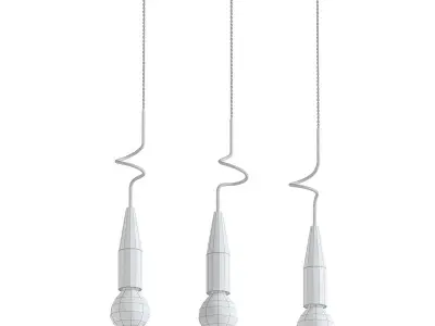 AKSUM three light fixtures hanging from gold chain 3D model