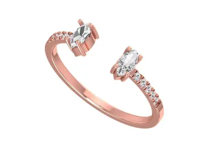 Open End Light Weight Band Marquise Stone Ring 3D print model