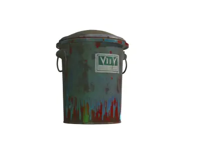 Realistic 3D Model Render Grungy Street Trash Can 3D model